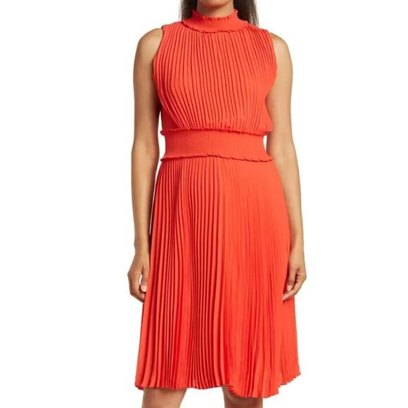 Nanette Lapore Pleated Sleeveless Smock Neck & Waist Midi Dress-Sienna-10-EUC - Picture 16 of 16